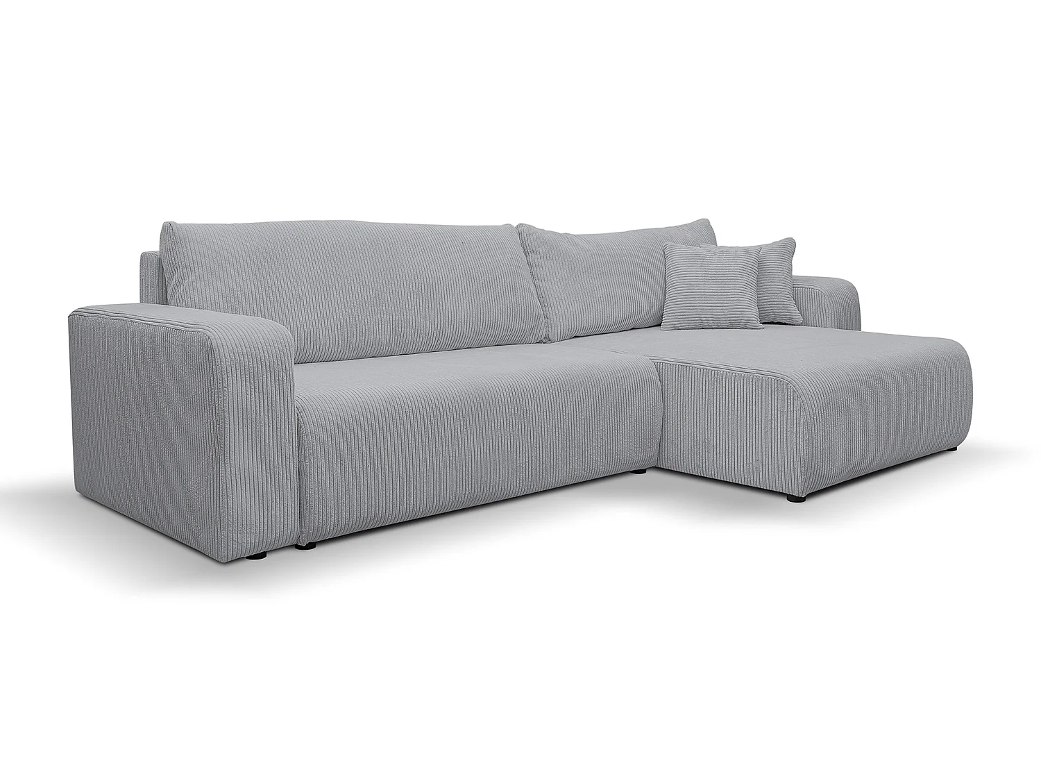 Canapé d'angle convertible 3 places avec coffre en velours gris