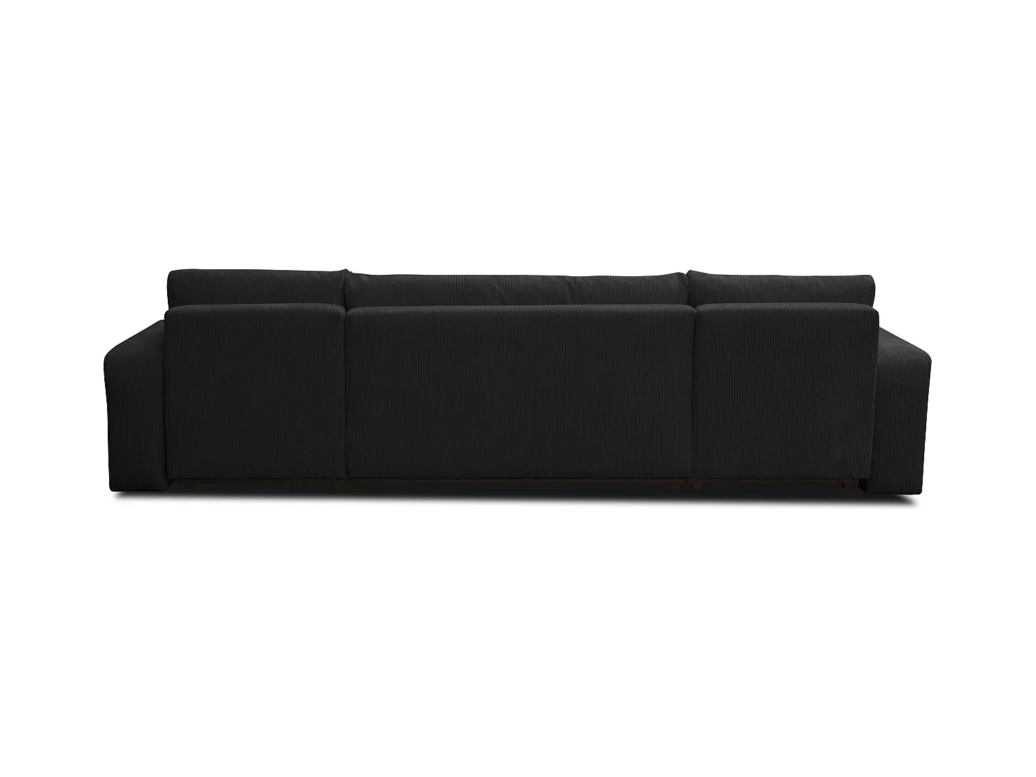 Ensemble de salon Luna U, canapé en U avec fonction couchage et coffre de rangement, couleur : noir, tissu velours