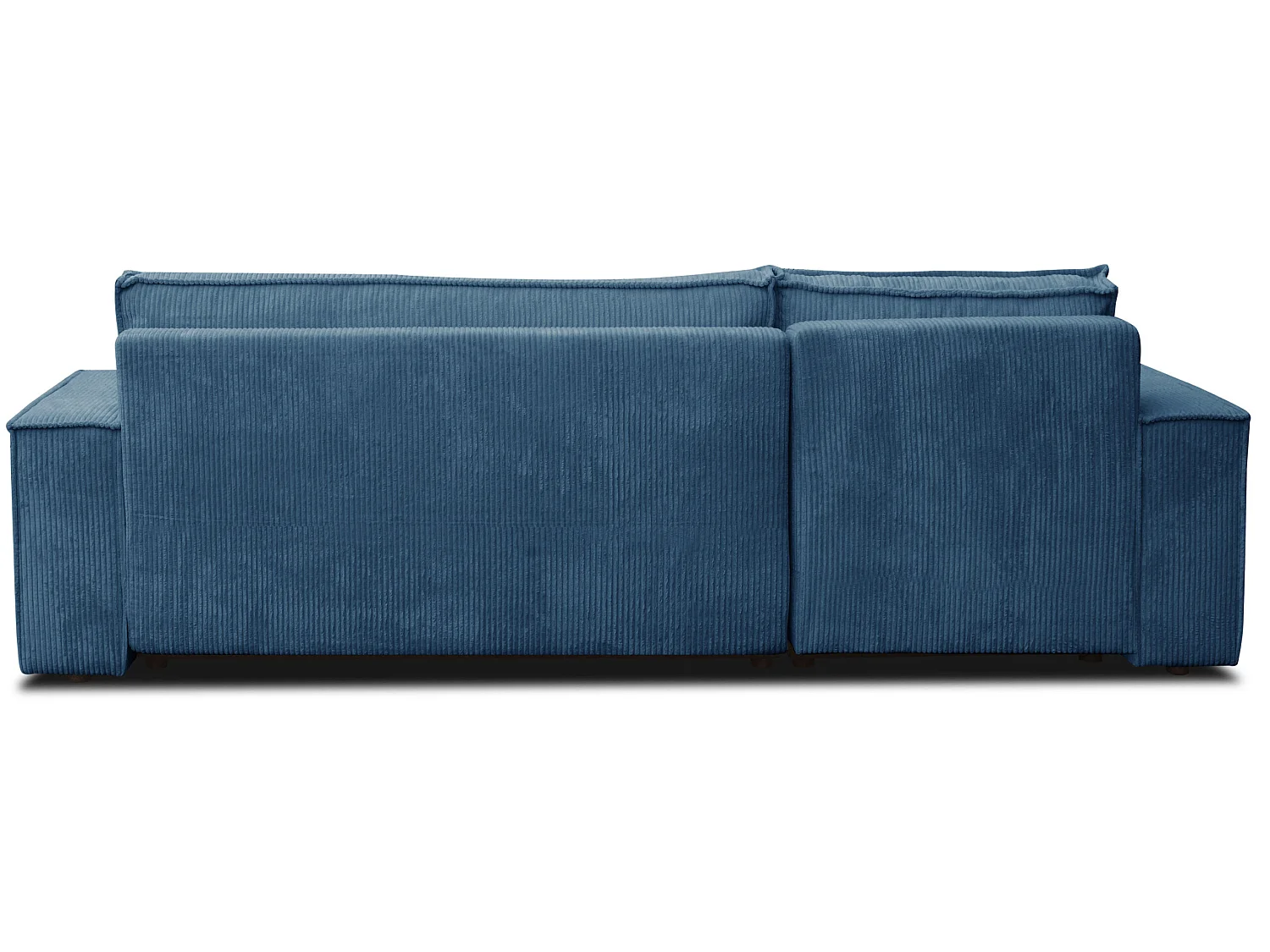Hoekbank Hugo L, hoekbank in L-vorm met slaapfunctie en bedbak, kleur: blauw, corduroy, universele ottomane