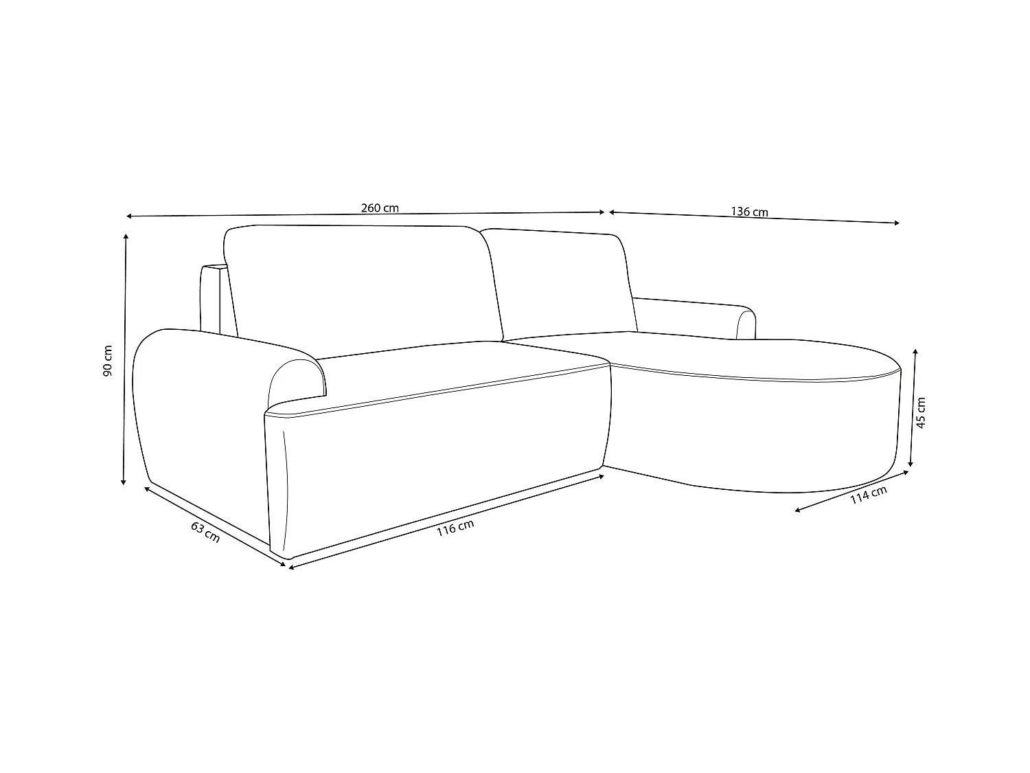 Canapé d'angle Dream Cord avec fonction couchage et coffre de rangement, couleur : noir, tissu cord, pouf à gauche