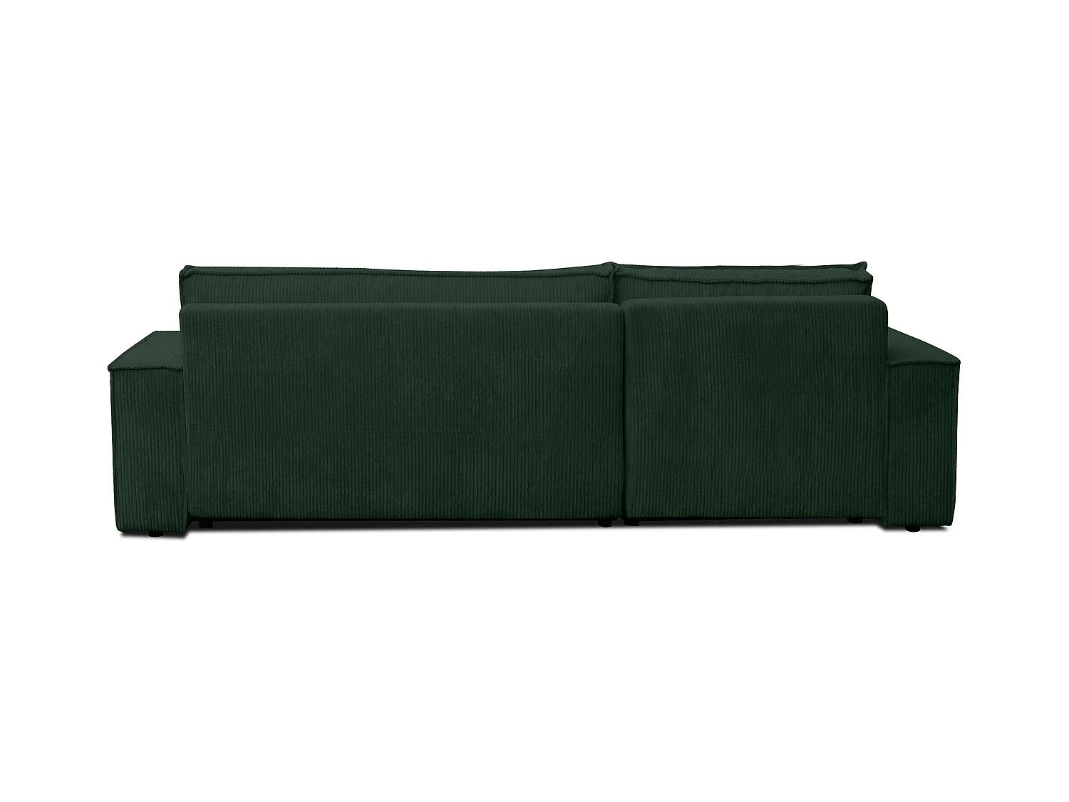 Canapé d'angle Hugo XL avec fonction couchage et coffre de rangement, couleur : vert, tissu velours côtelé, pouf à gauche ou à droite