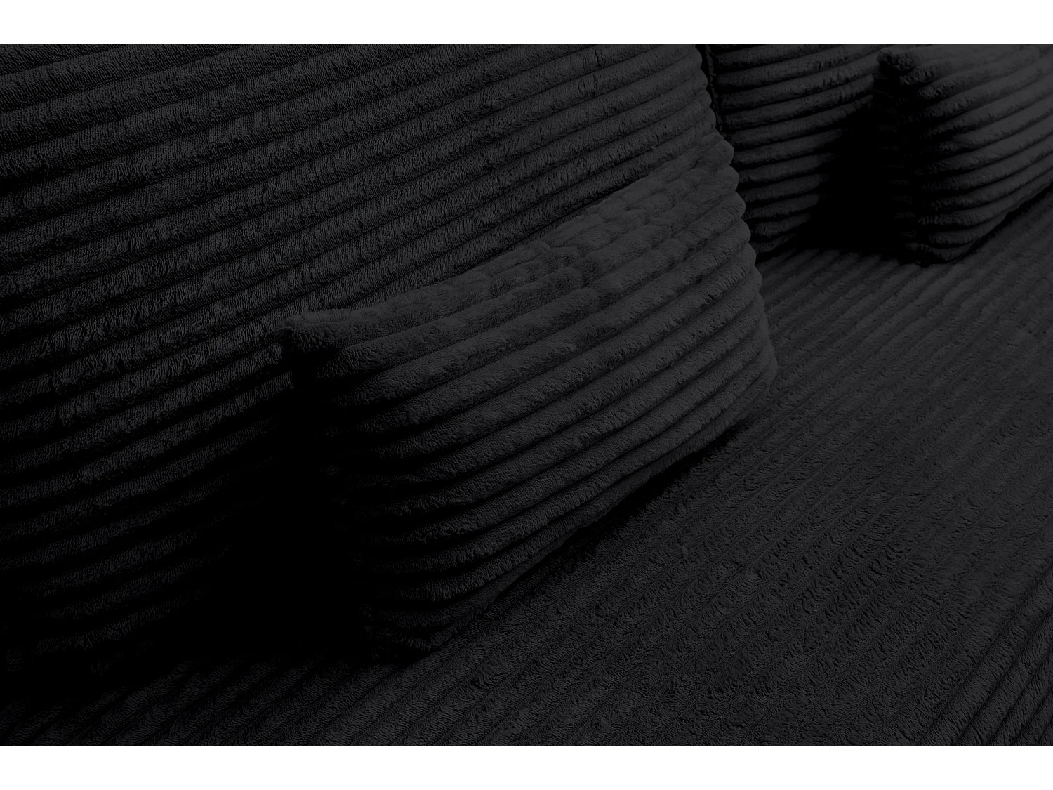 Canapé-lit Etna, canapé avec fonction couchage et coffre de rangement, couleur : noir, tissu cordé, pouf universel