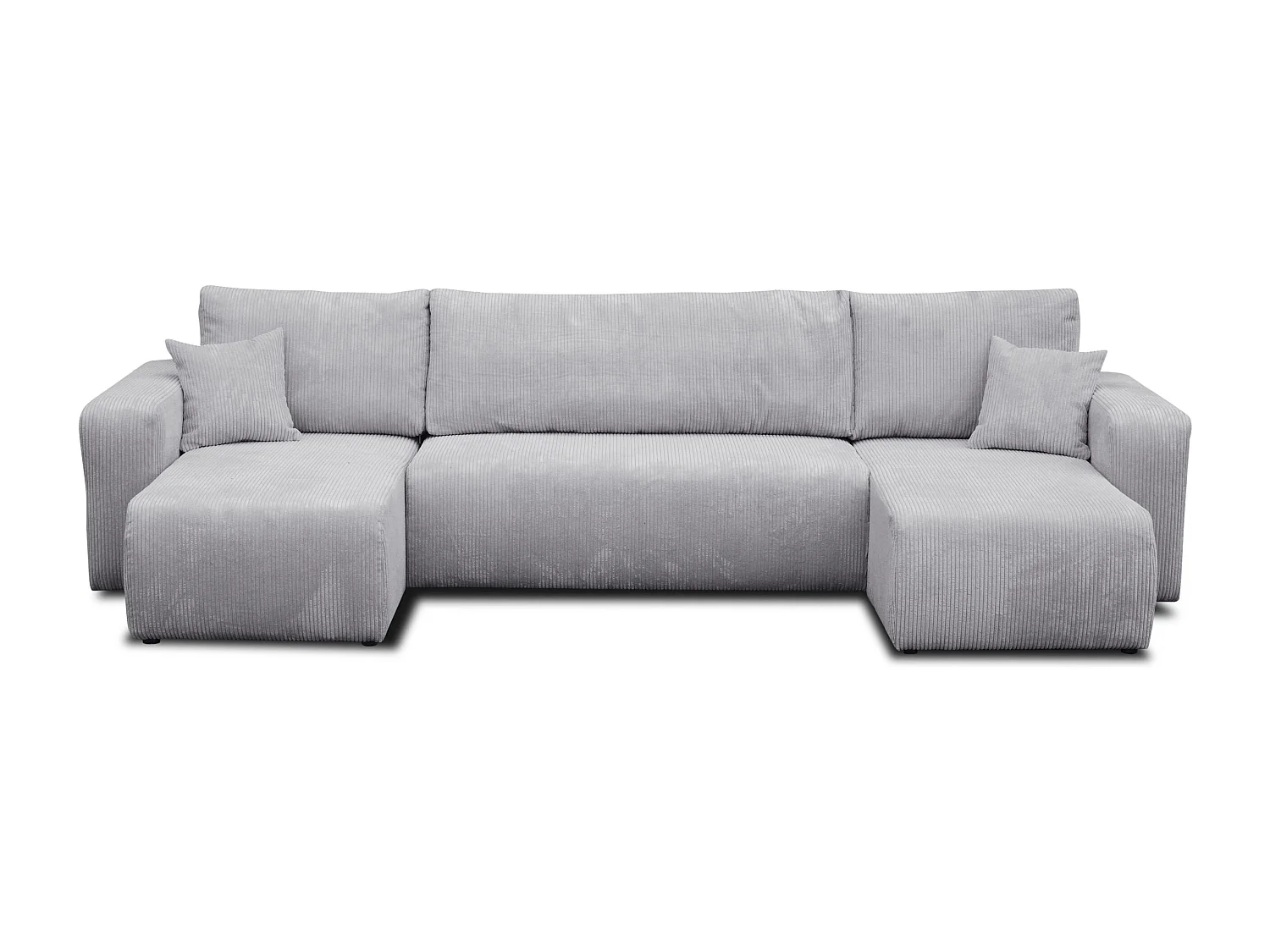 Ensemble de salon Luna U, canapé en U avec fonction couchage et coffre de rangement, couleur : gris clair, tissu velours