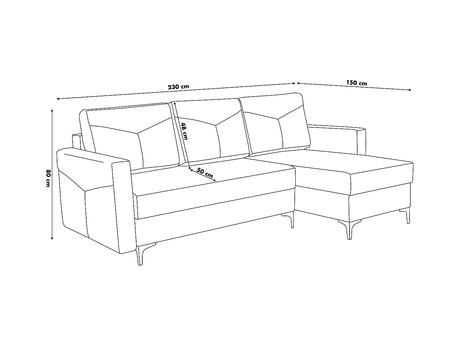 Canapé d'angle Kairo avec fonction couchage et coffre de rangement, couleur : beige, tissu velours, pouf à gauche ou à droite