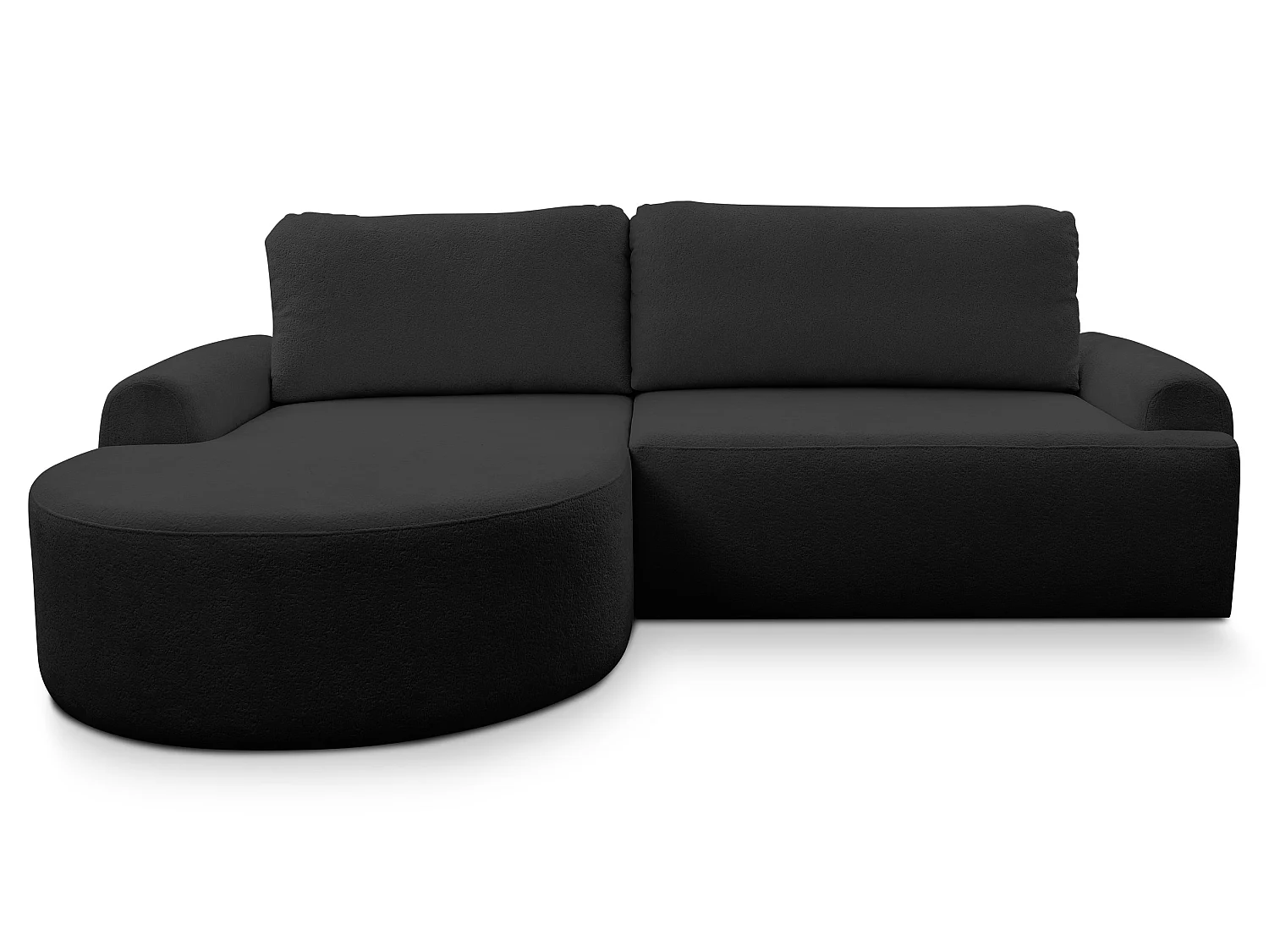 Canapé d'angle convertible 3 places avec pouf en velours noir