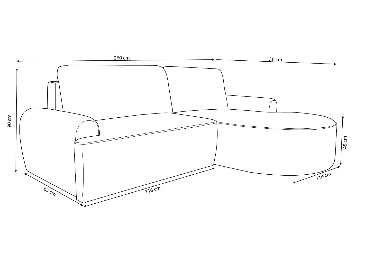 Canapé d'angle convertible 3 places avec pouf en velours noir