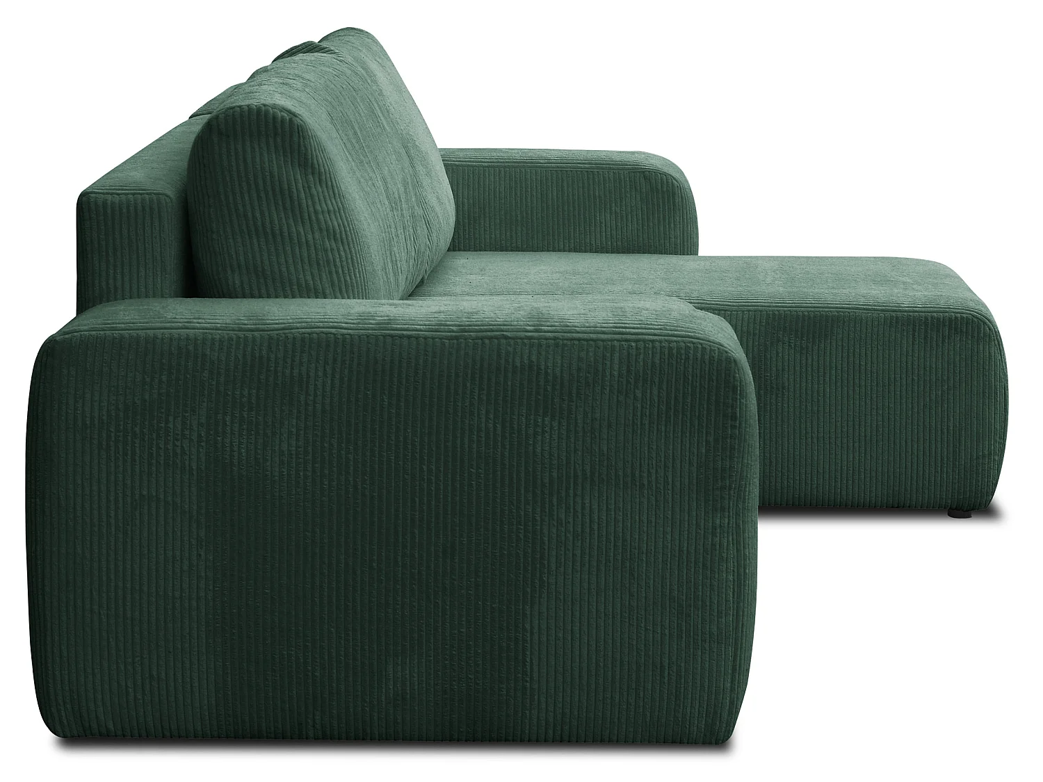 Hoekbank Luna L, hoekbank in L-vorm met slaapfunctie en bedbak, kleur: groen, corduroy, universele ottomane