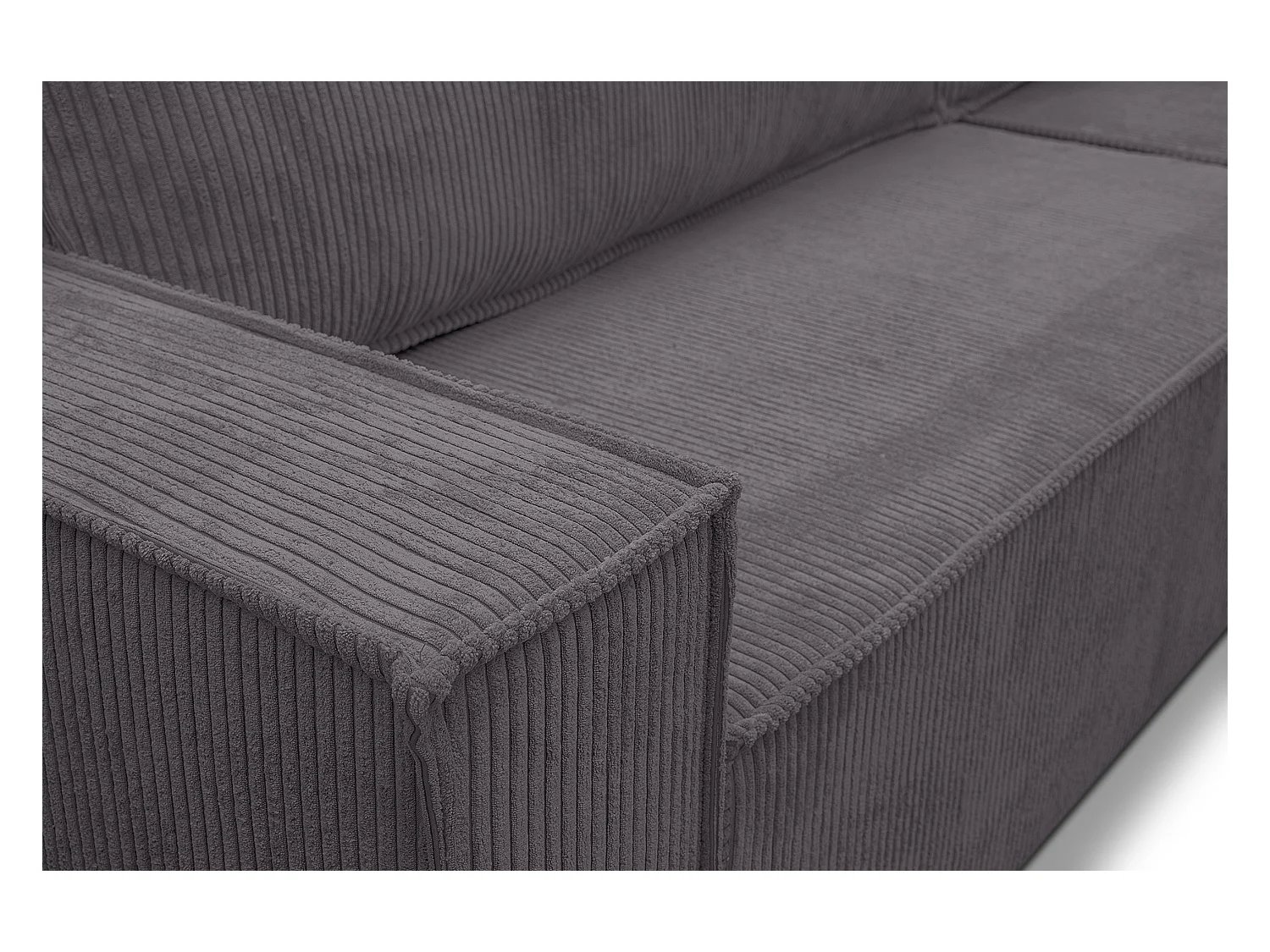 Canapé d'angle Hugo XL avec fonction couchage et coffre de rangement, couleur : gris foncé, tissu velours, pouf à gauche ou à droite