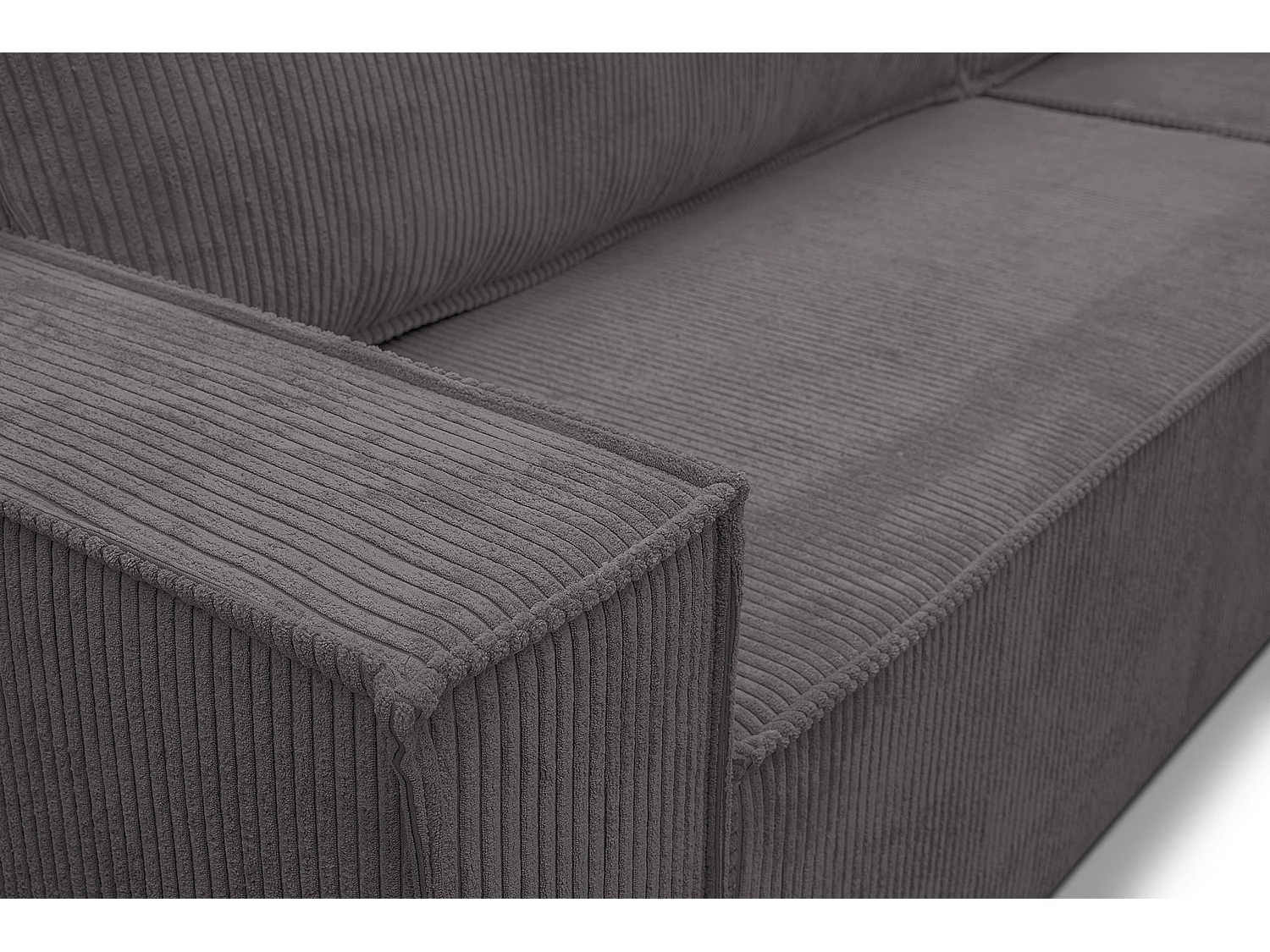 Canapé d'angle Hugo XL avec fonction couchage et coffre de rangement, couleur : gris foncé, tissu velours, pouf à gauche ou à droite