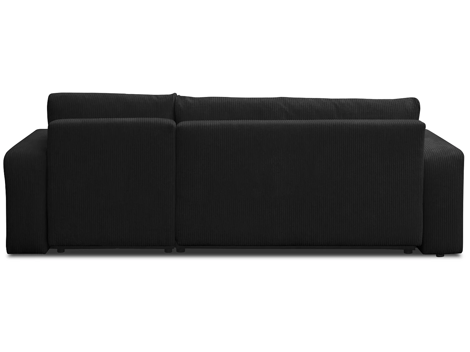 Hoekbank Luna L, hoekbank in L-vorm met slaapfunctie en bedbak, kleur: zwart, corduroy, ottomane Unsiversal