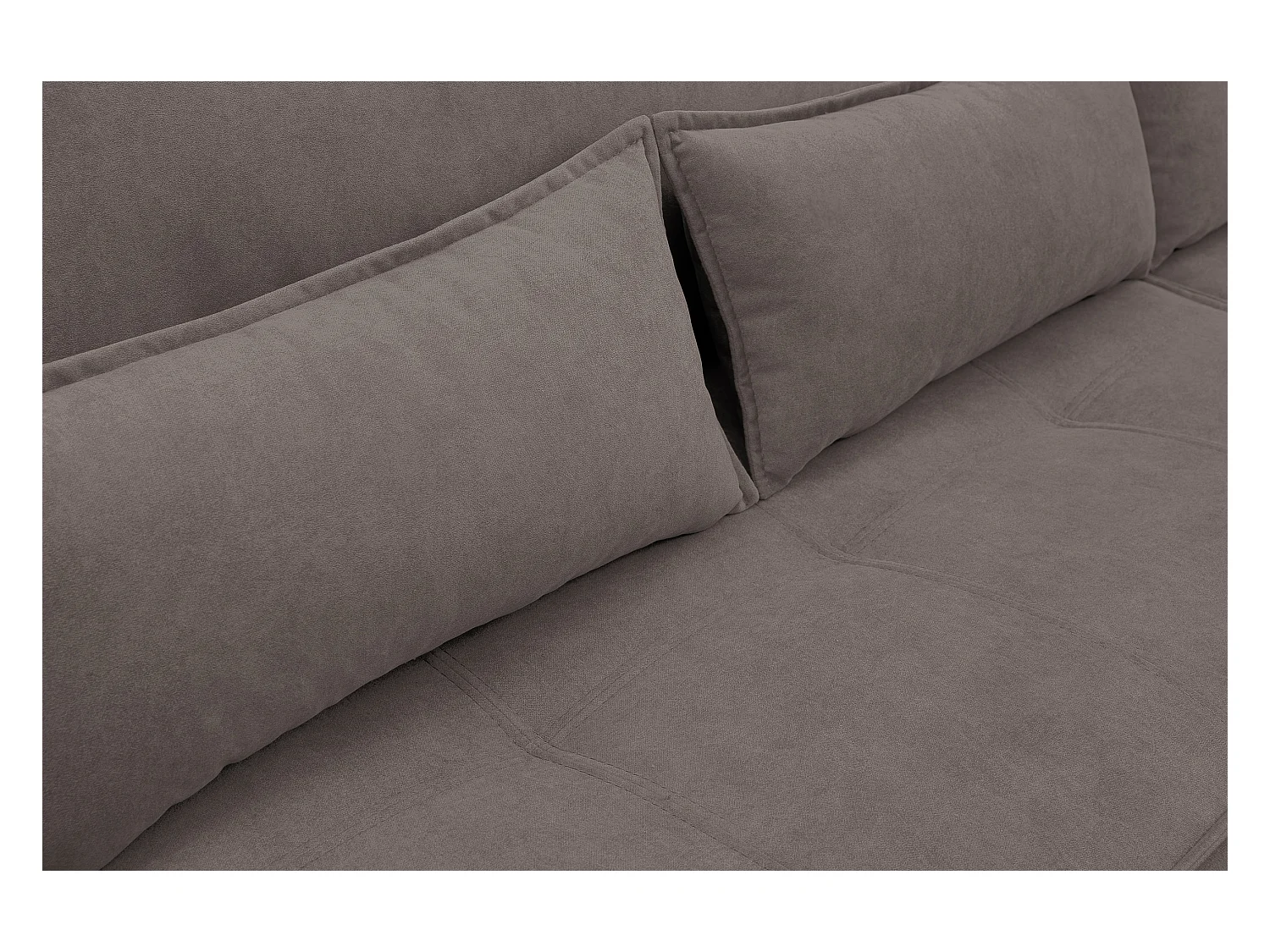 Canapé d'angle Empoli avec fonction couchage et coffre de rangement, couleur : marron, tissu velours, pouf à droite