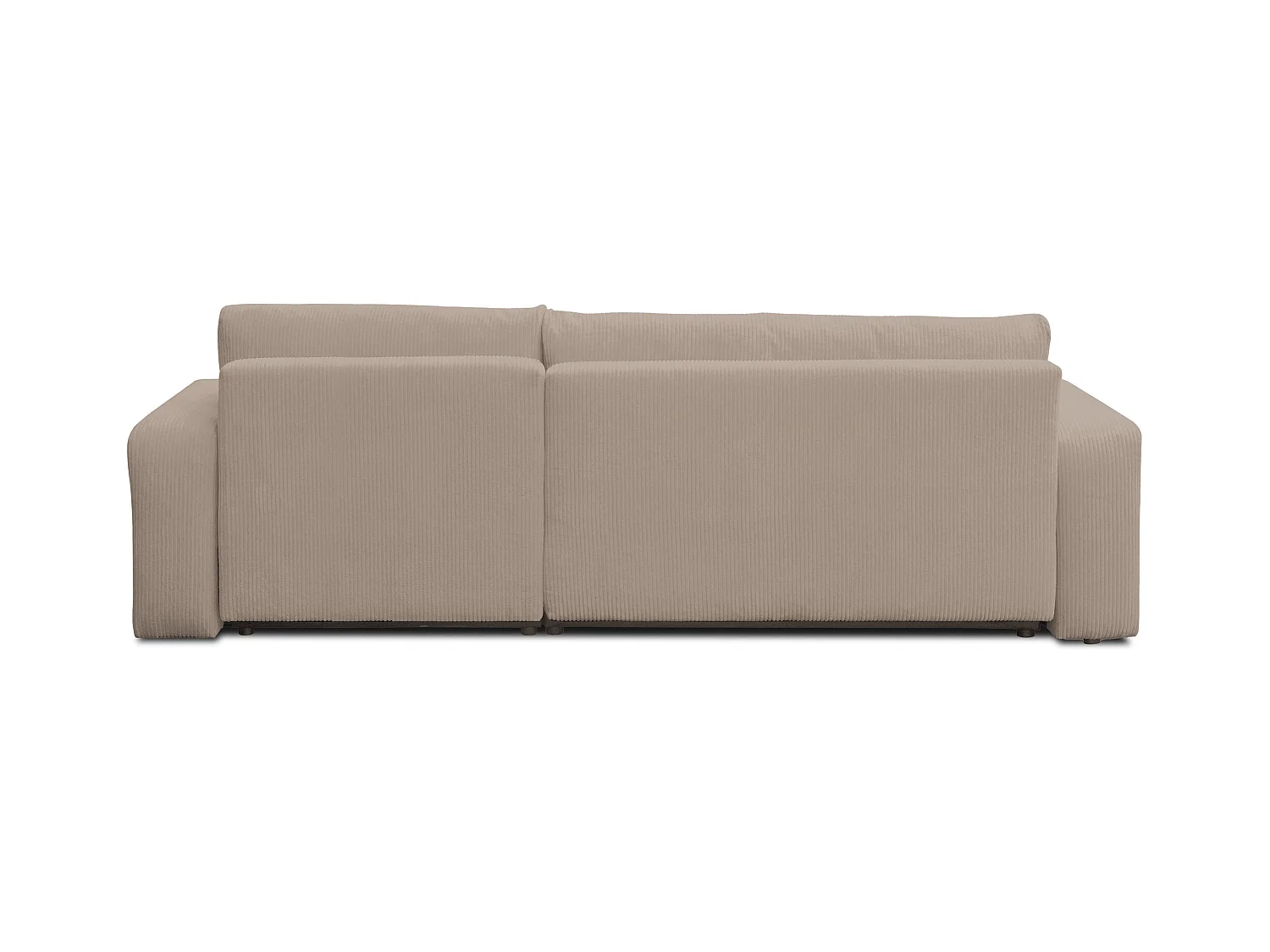 Canapé d'angle Luna XL avec fonction couchage et coffre de rangement, couleur : beige, tissu cordé, ottomane à gauche ou à droite