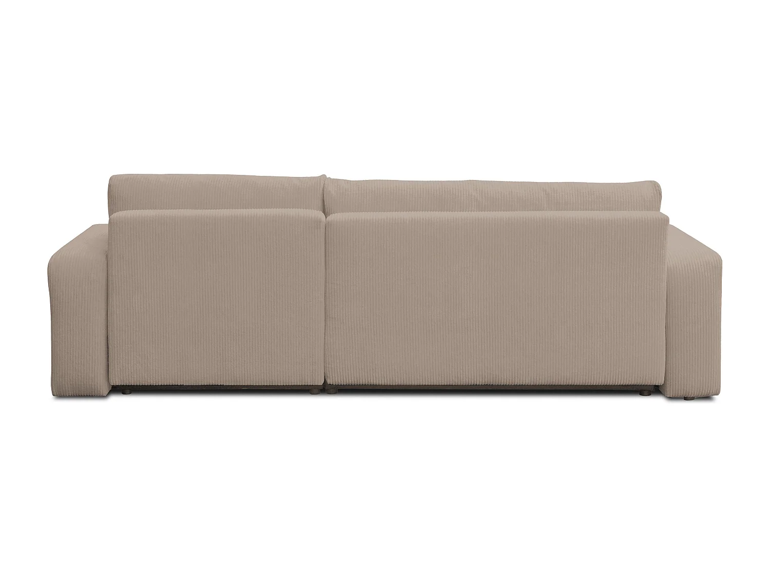 Canapé d'angle Luna XL avec fonction couchage et coffre de rangement, couleur : beige, tissu cordé, ottomane à gauche ou à droite