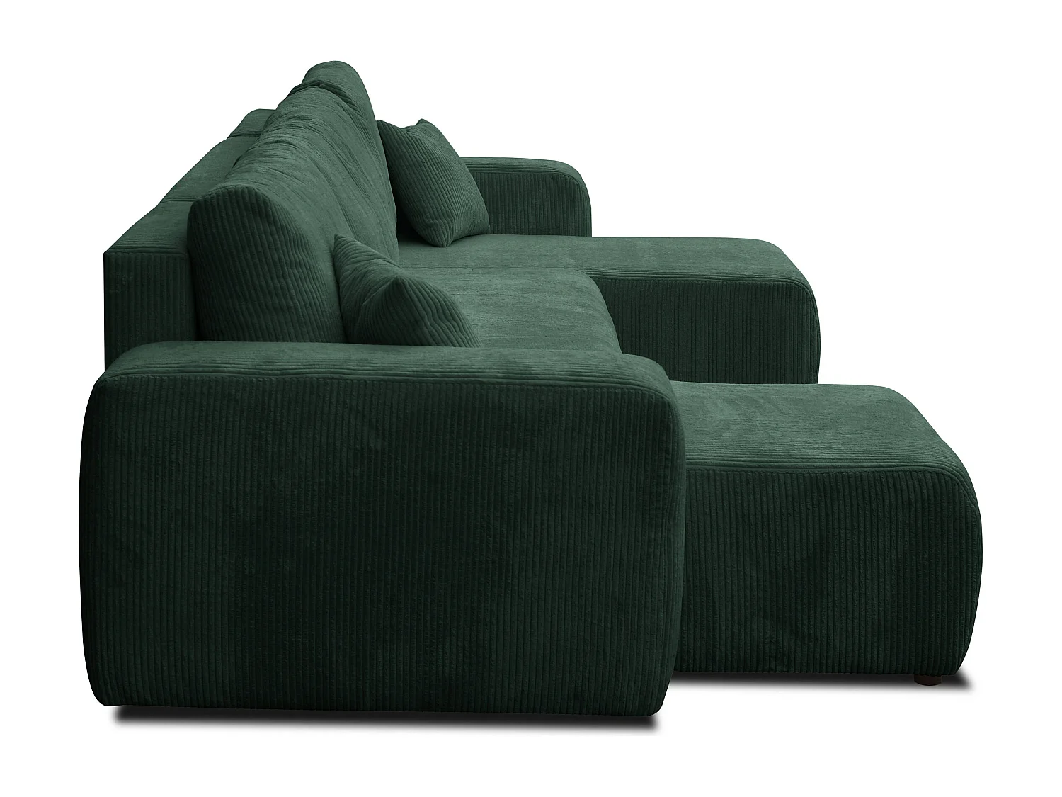 Ensemble de salon Luna U, canapé en U avec fonction couchage et coffre de rangement, couleur : vert, tissu en velours côtelé