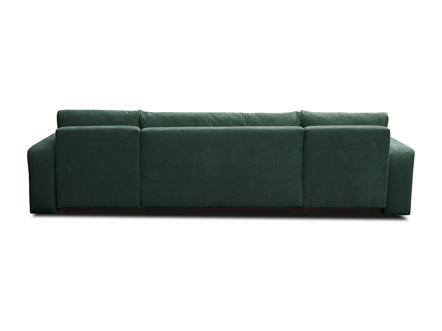 Ensemble de salon Luna U, canapé en U avec fonction couchage et coffre de rangement, couleur : vert, tissu en velours côtelé