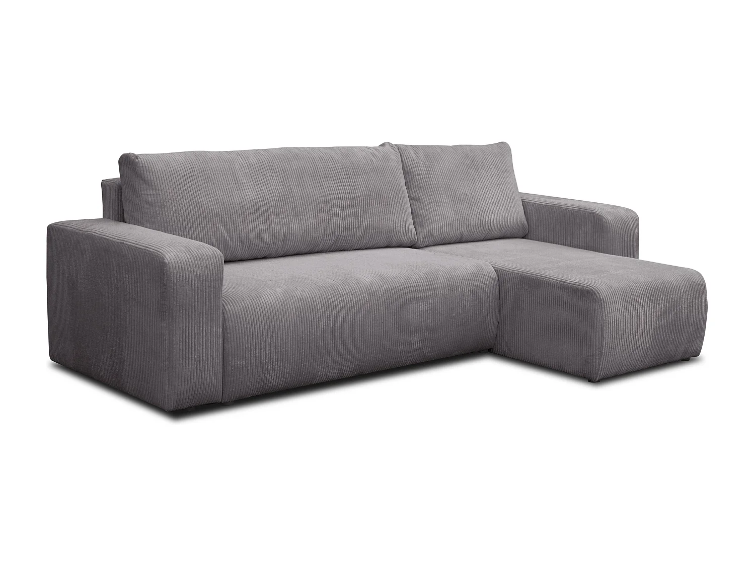 Hoekbank Luna L, hoekbank in L-vorm met slaapfunctie en bedbak, kleur: donkergrijs, corduroy, universele ottomane