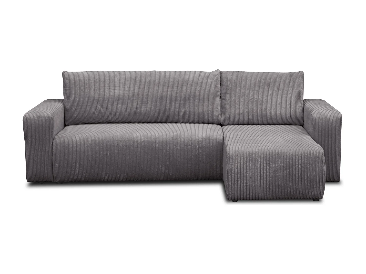 Hoekbank Luna L, hoekbank in L-vorm met slaapfunctie en bedbak, kleur: donkergrijs, corduroy, universele ottomane