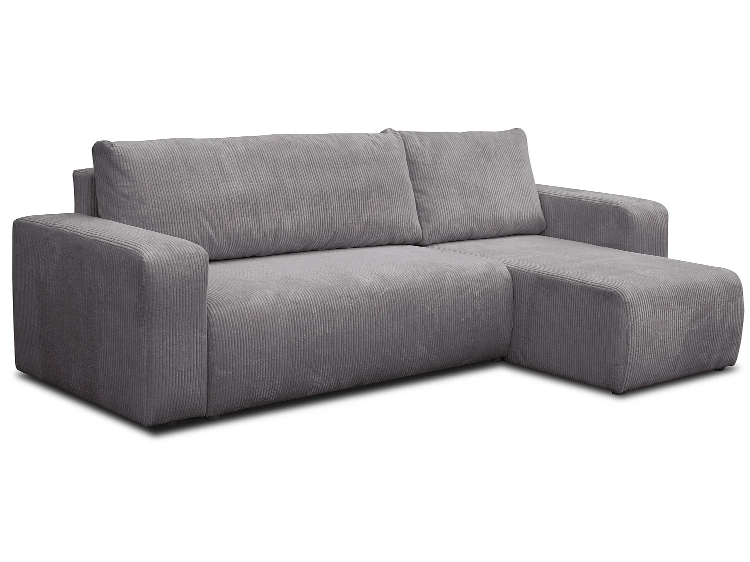 Hoekbank Luna L, hoekbank in L-vorm met slaapfunctie en bedbak, kleur: donkergrijs, corduroy, universele ottomane