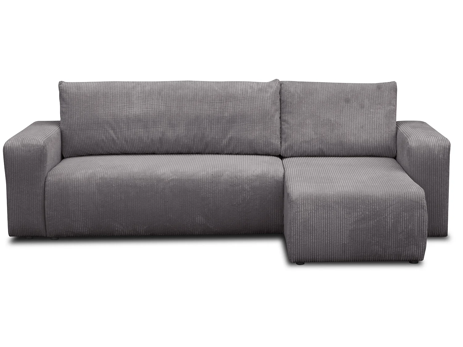 Hoekbank Luna L, hoekbank in L-vorm met slaapfunctie en bedbak, kleur: donkergrijs, corduroy, universele ottomane