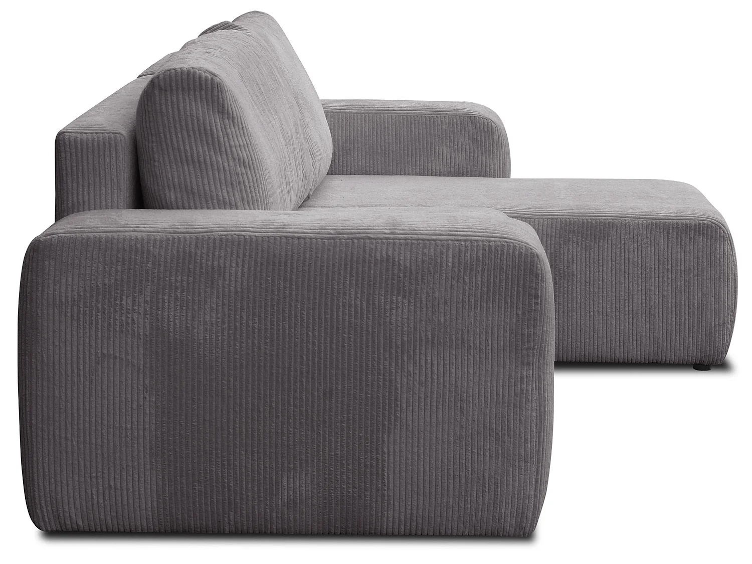 Hoekbank Luna L, hoekbank in L-vorm met slaapfunctie en bedbak, kleur: donkergrijs, corduroy, universele ottomane