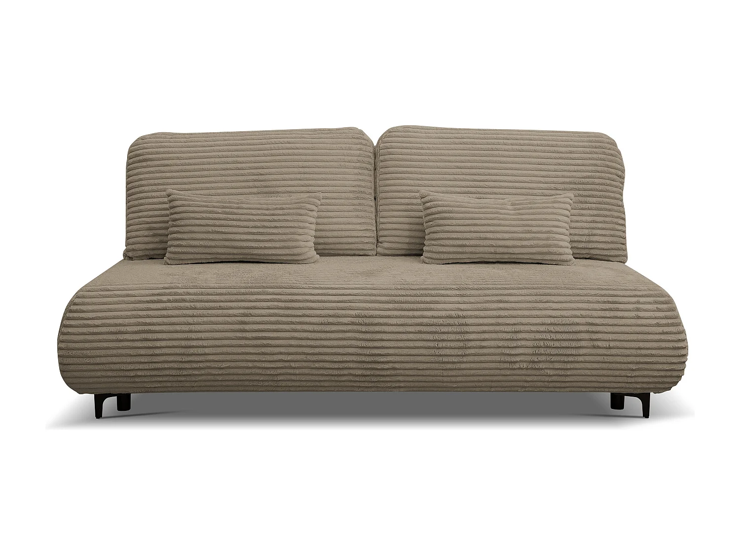 Canapé-lit Etna, canapé avec fonction couchage et coffre de rangement, couleur : marron, tissu cordé, pouf universel