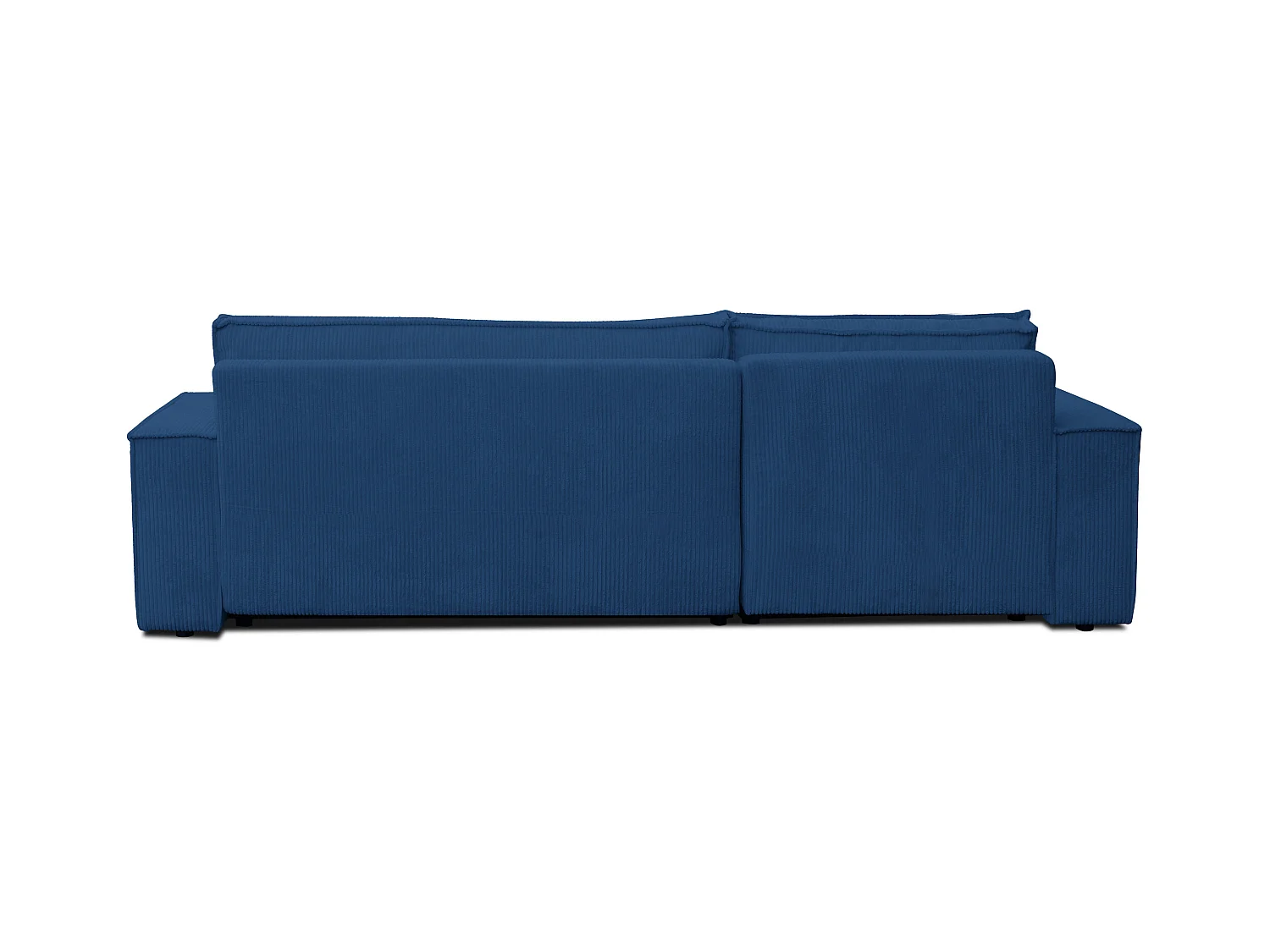 Canapé d'angle Luna XL avec fonction couchage et coffre de rangement, couleur : bleu, tissu cordé, ottomane à gauche ou à droite