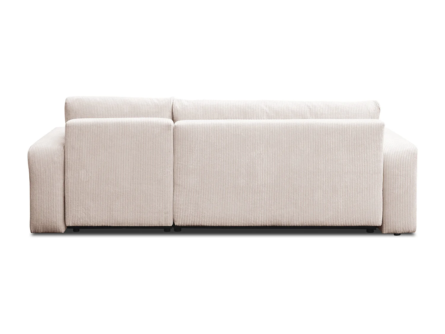 Hoekbank Luna L, hoekbank in L-vorm met slaapfunctie en bedbak, kleur: beige, corduroy, universele ottomane