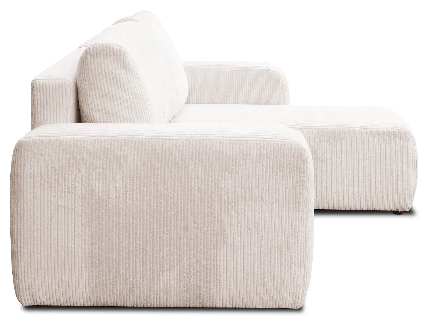 Hoekbank Luna L, hoekbank in L-vorm met slaapfunctie en bedbak, kleur: beige, corduroy, universele ottomane