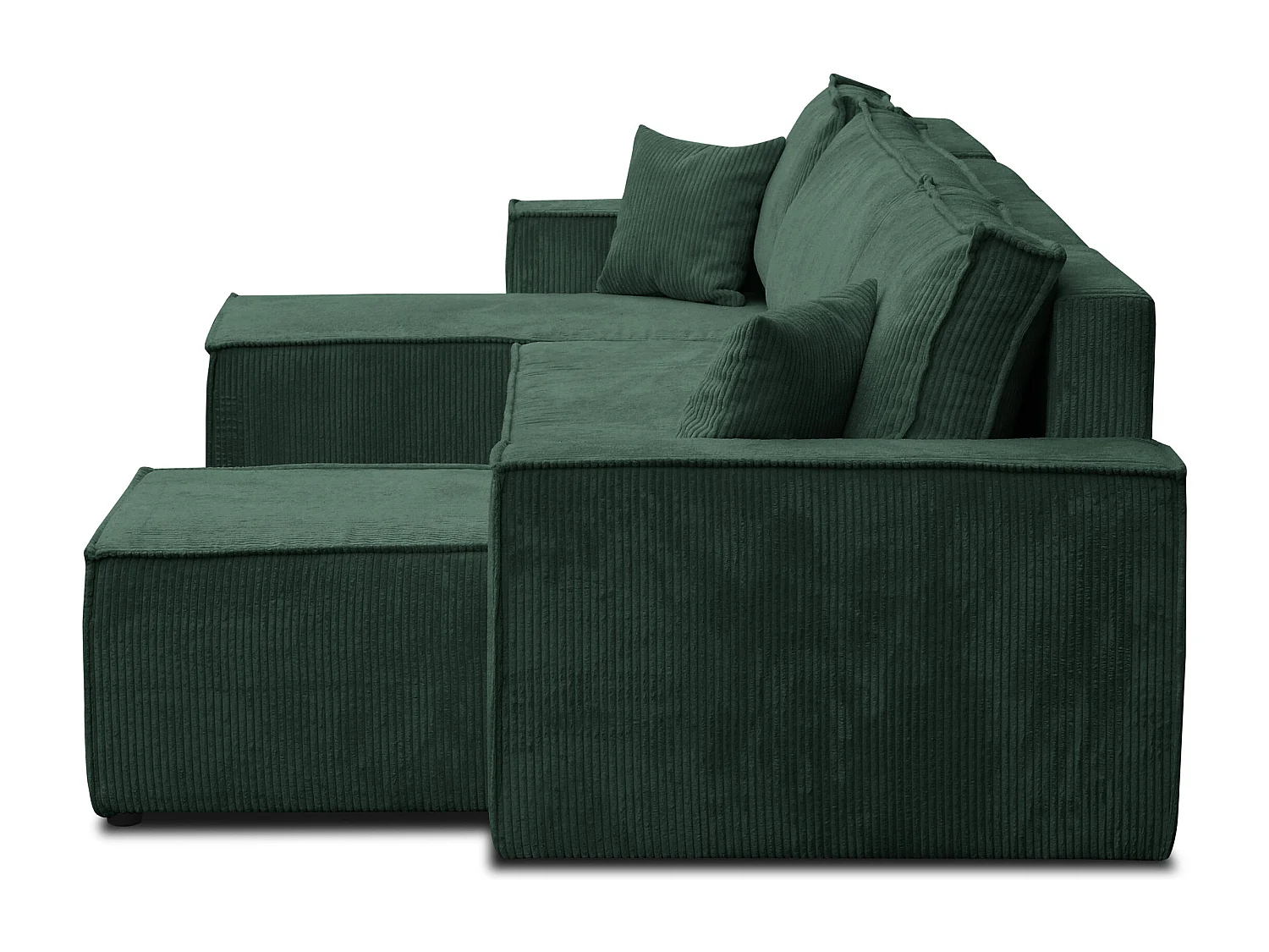 Woonkamermeubel Hugo U, U-vormige bank met slaapfunctie en bedbak, kleur: groen, corduroy