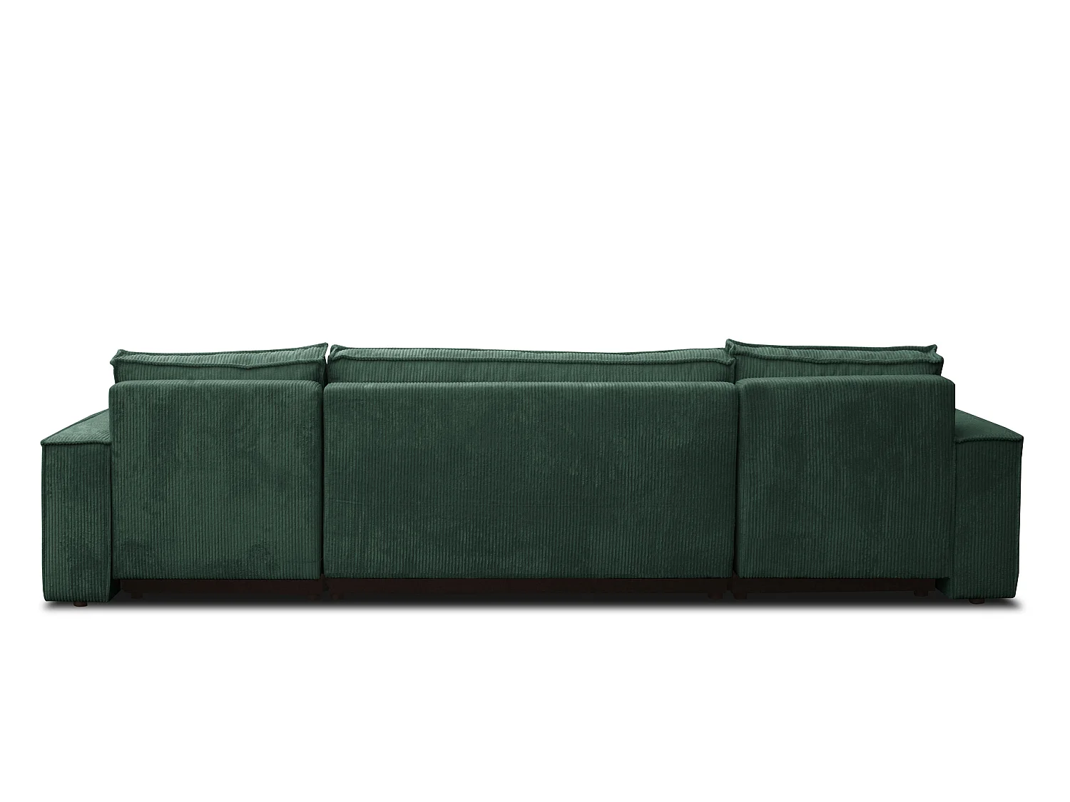 Ensemble de salon Hugo U, canapé en U avec fonction couchage et coffre de rangement, couleur : vert, tissu cordé