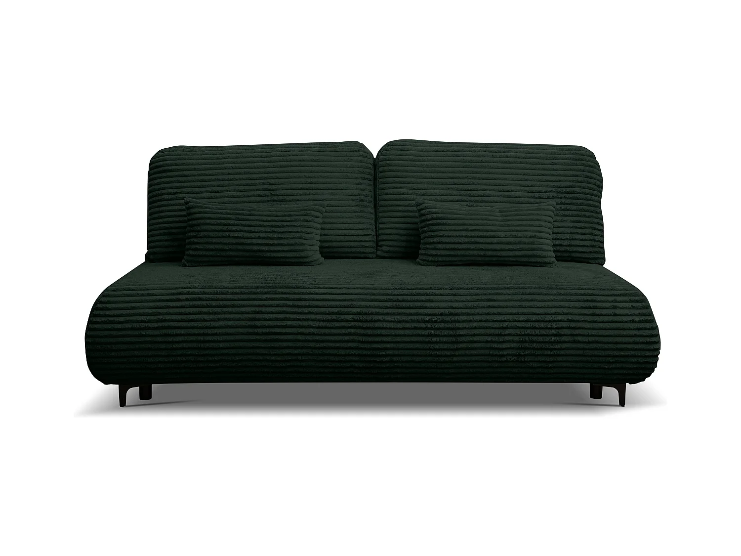 Canapé-lit Etna, canapé avec fonction couchage et coffre de rangement, couleur : vert, tissu velours côtelé, pouf universel