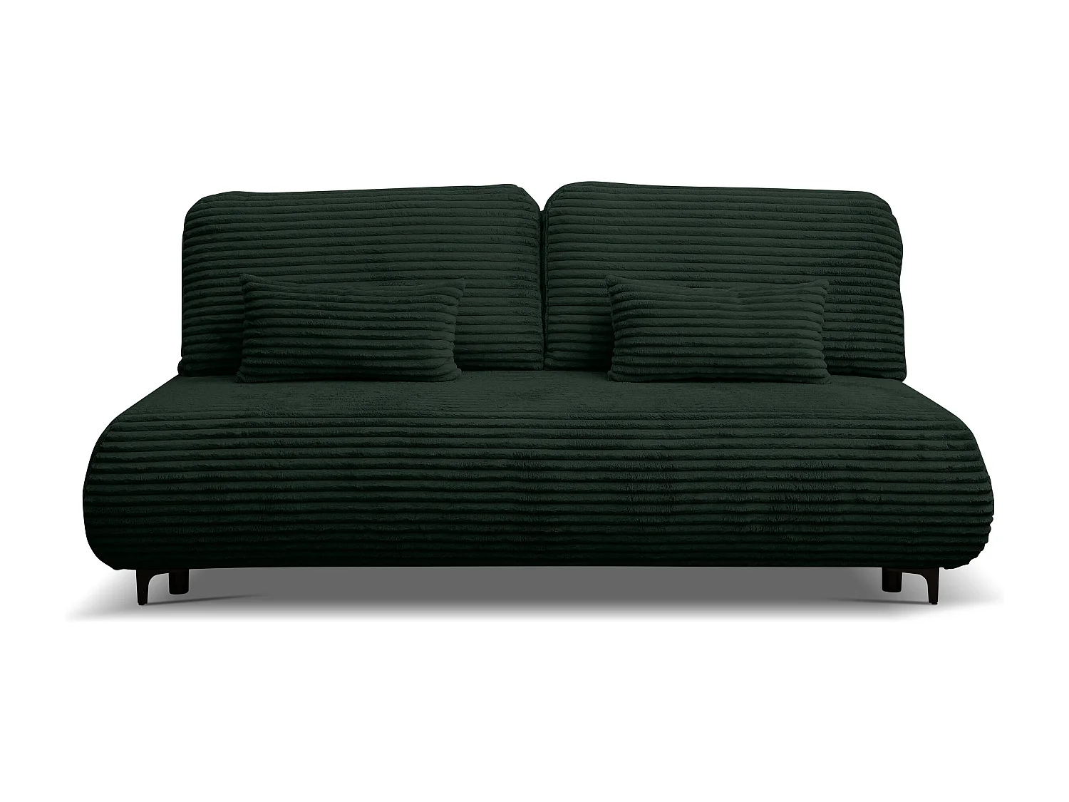 Canapé-lit Etna, canapé avec fonction couchage et coffre de rangement, couleur : vert, tissu velours côtelé, pouf universel