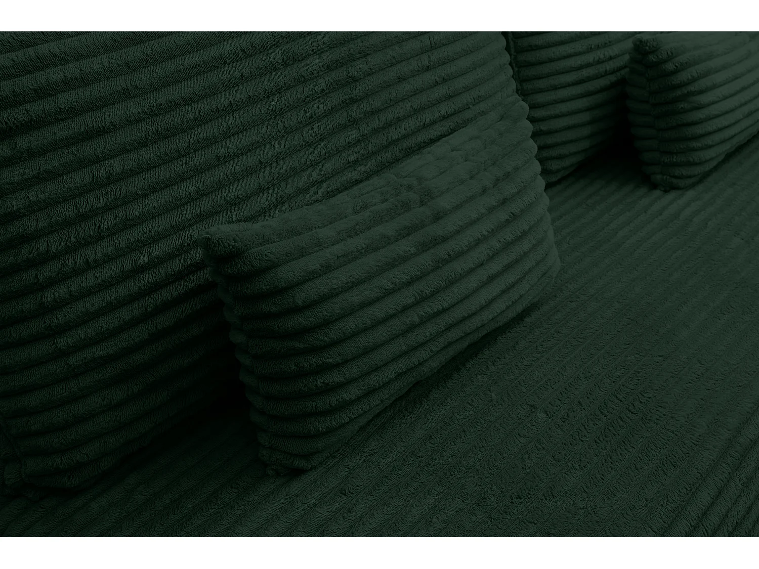 Canapé-lit Etna, canapé avec fonction couchage et coffre de rangement, couleur : vert, tissu velours côtelé, pouf universel