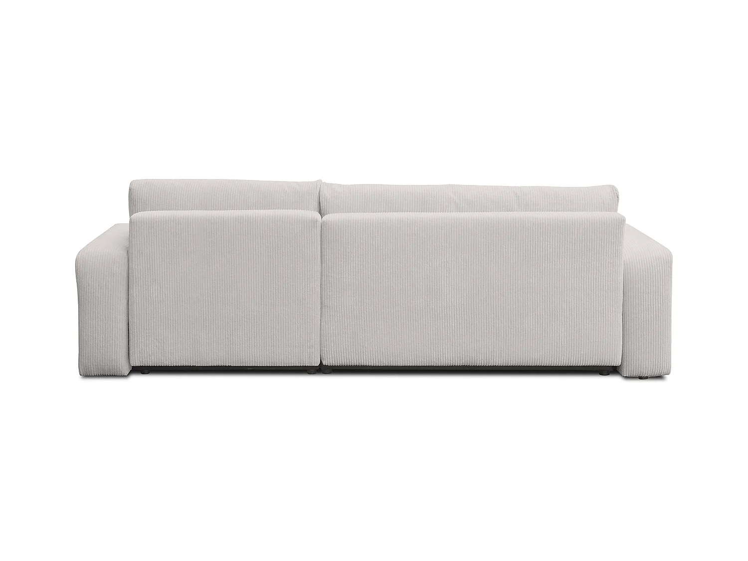 Canapé d'angle Luna XL avec fonction de couchage et coffre de rangement, couleur : gris clair, tissu cordé, pouf à gauche ou à droite