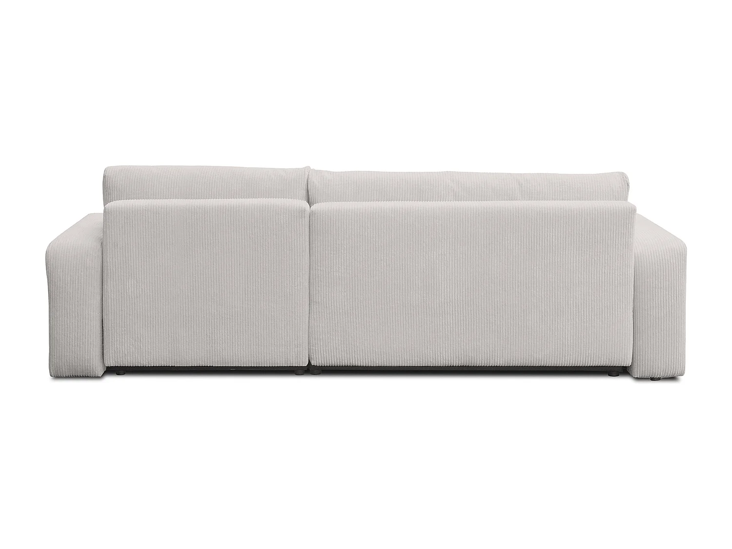 Canapé d'angle Luna XL avec fonction de couchage et coffre de rangement, couleur : gris clair, tissu cordé, pouf à gauche ou à droite