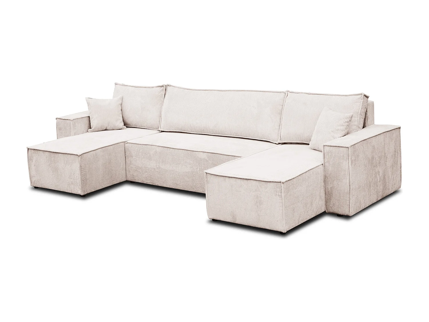 Woonkamermeubel Hugo U, U-vormige bank met slaapfunctie en bedbak, kleur: beige, corduroy