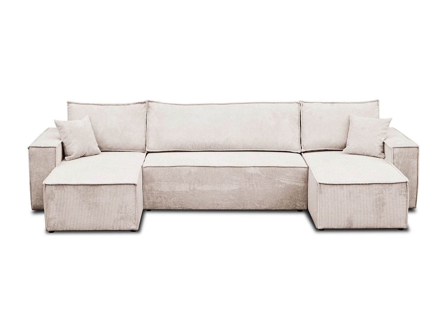 Woonkamermeubel Hugo U, U-vormige bank met slaapfunctie en bedbak, kleur: beige, corduroy