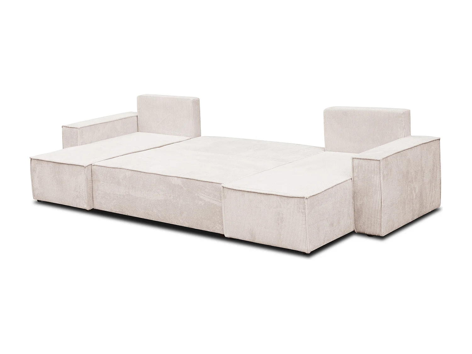 Woonkamermeubel Hugo U, U-vormige bank met slaapfunctie en bedbak, kleur: beige, corduroy