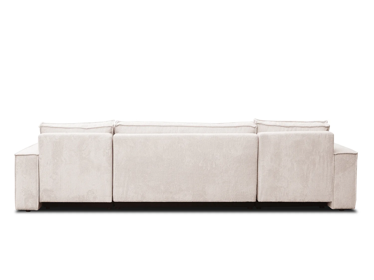 Ensemble de salon Hugo U, canapé en U avec fonction couchage et coffre de rangement, couleur : beige, tissu cordé
