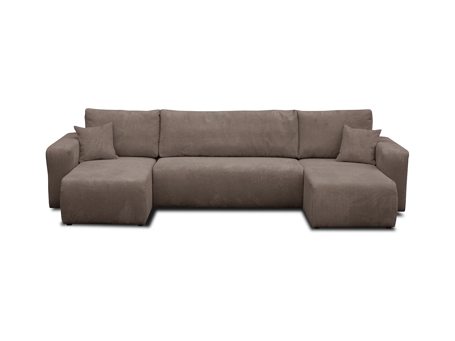 Ensemble de salon Luna U, canapé en U avec fonction couchage et coffre de rangement, couleur : marron clair, tissu cordé