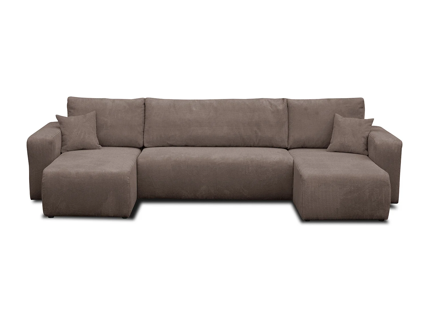 Ensemble de salon Luna U, canapé en U avec fonction couchage et coffre de rangement, couleur : marron clair, tissu cordé