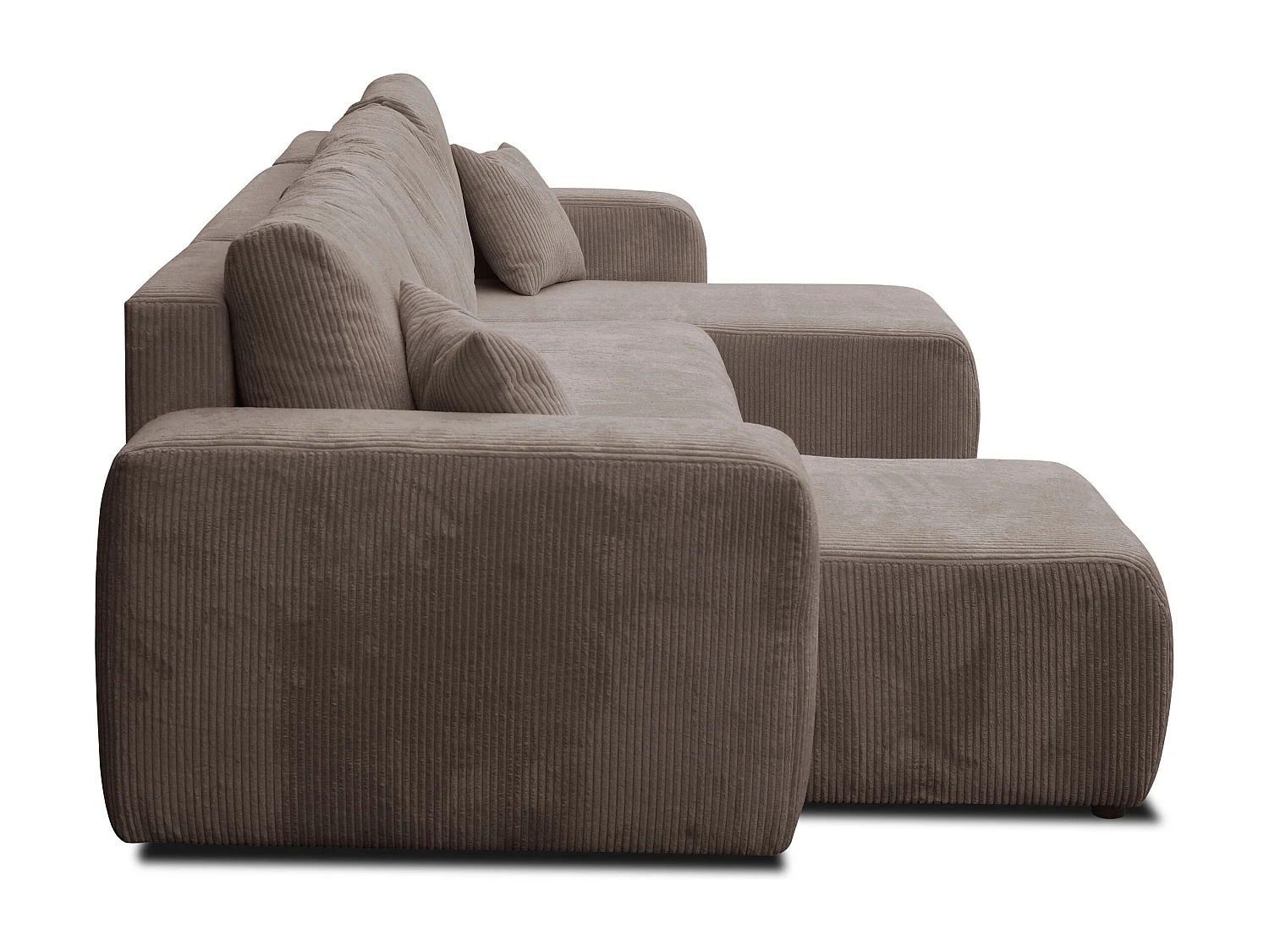 Ensemble de salon Luna U, canapé en U avec fonction couchage et coffre de rangement, couleur : marron clair, tissu cordé