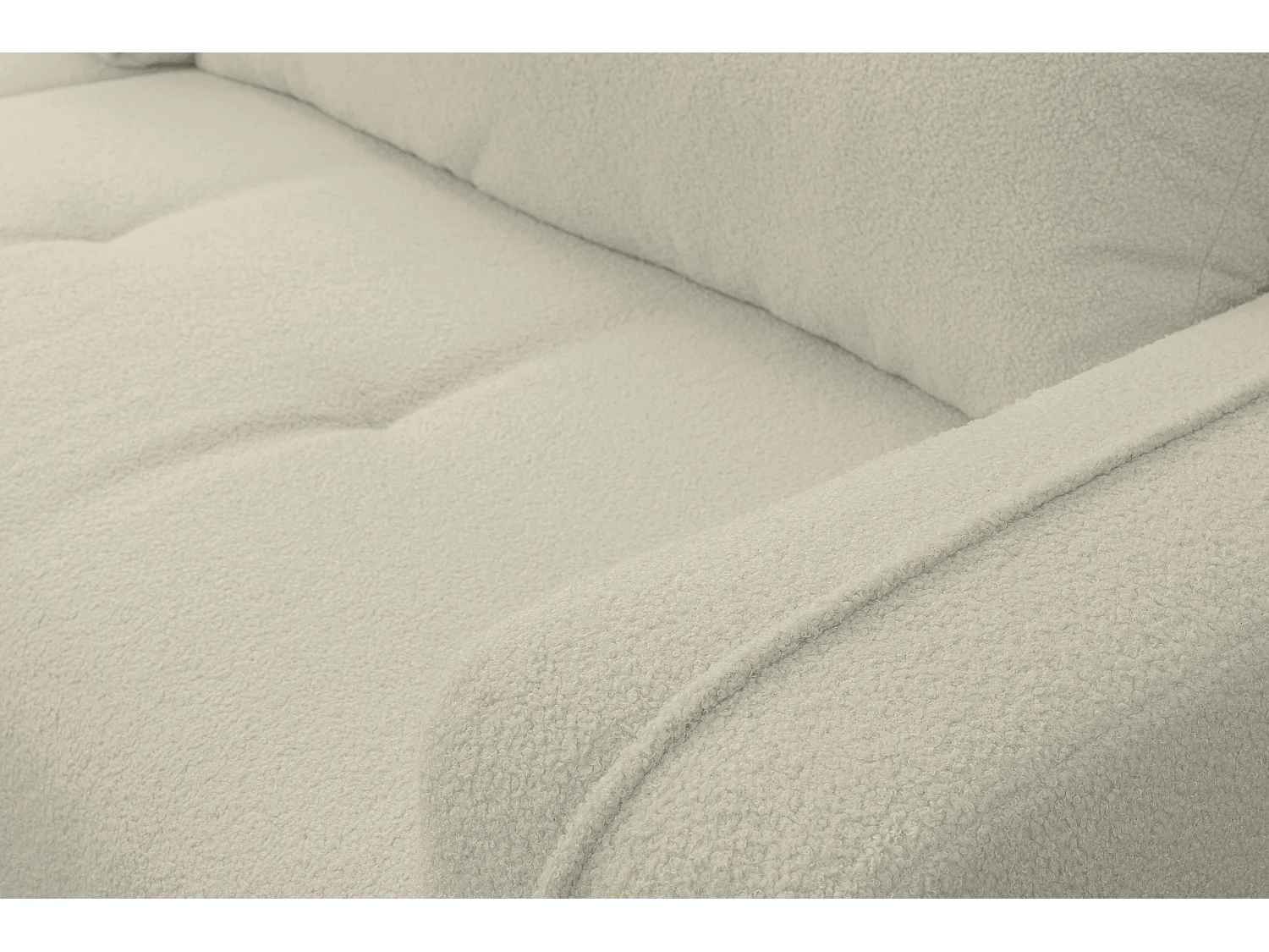 Hoekbank Cloud, hoekbank in L-vorm met slaapfunctie en bedbak, kleur: beige, bouclé-stof, universele ottomane