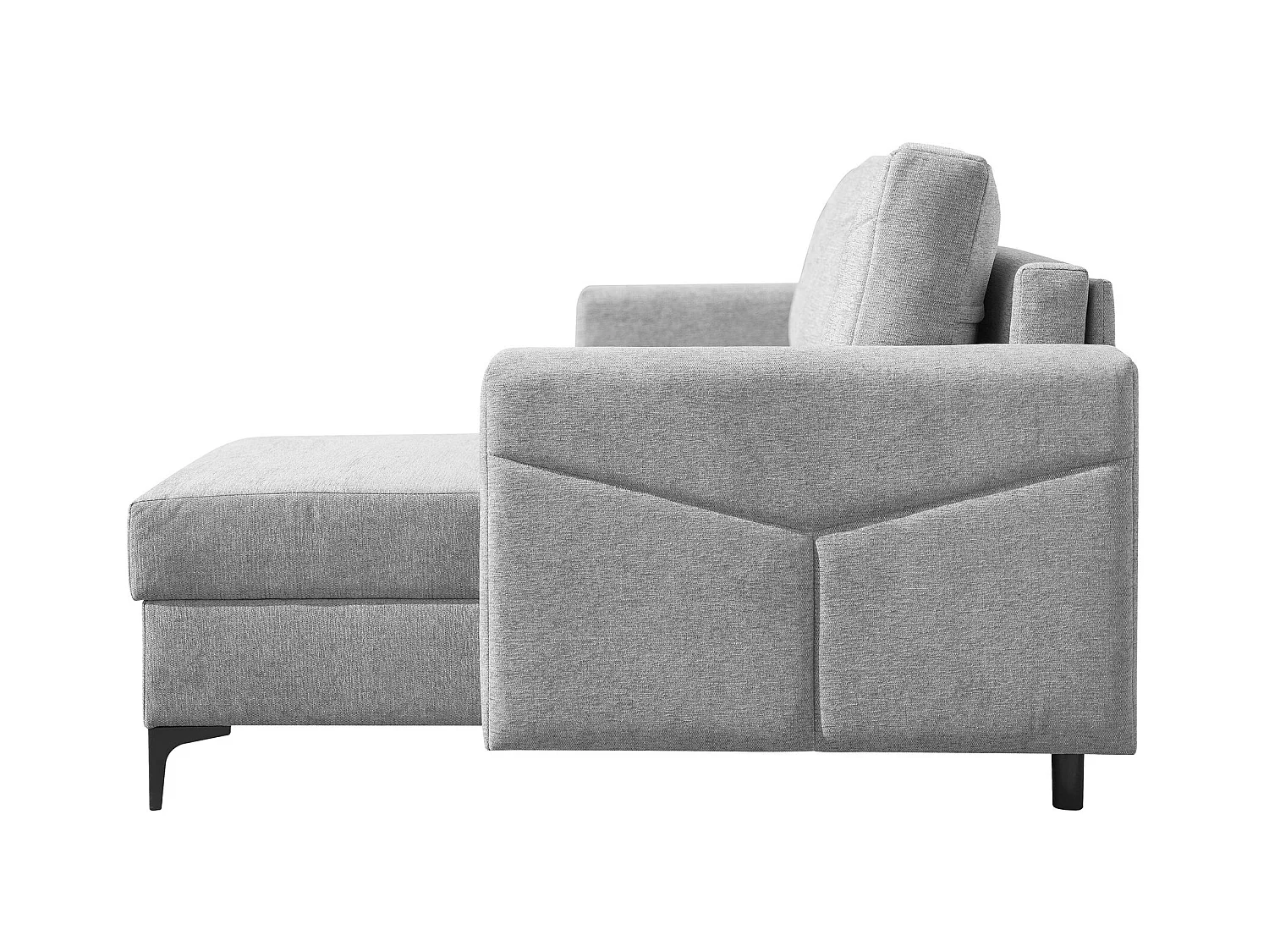 Canapé d'angle Kairo avec fonction couchage et coffre de rangement, couleur : gris, tissu velours, ottomane à gauche ou à droite