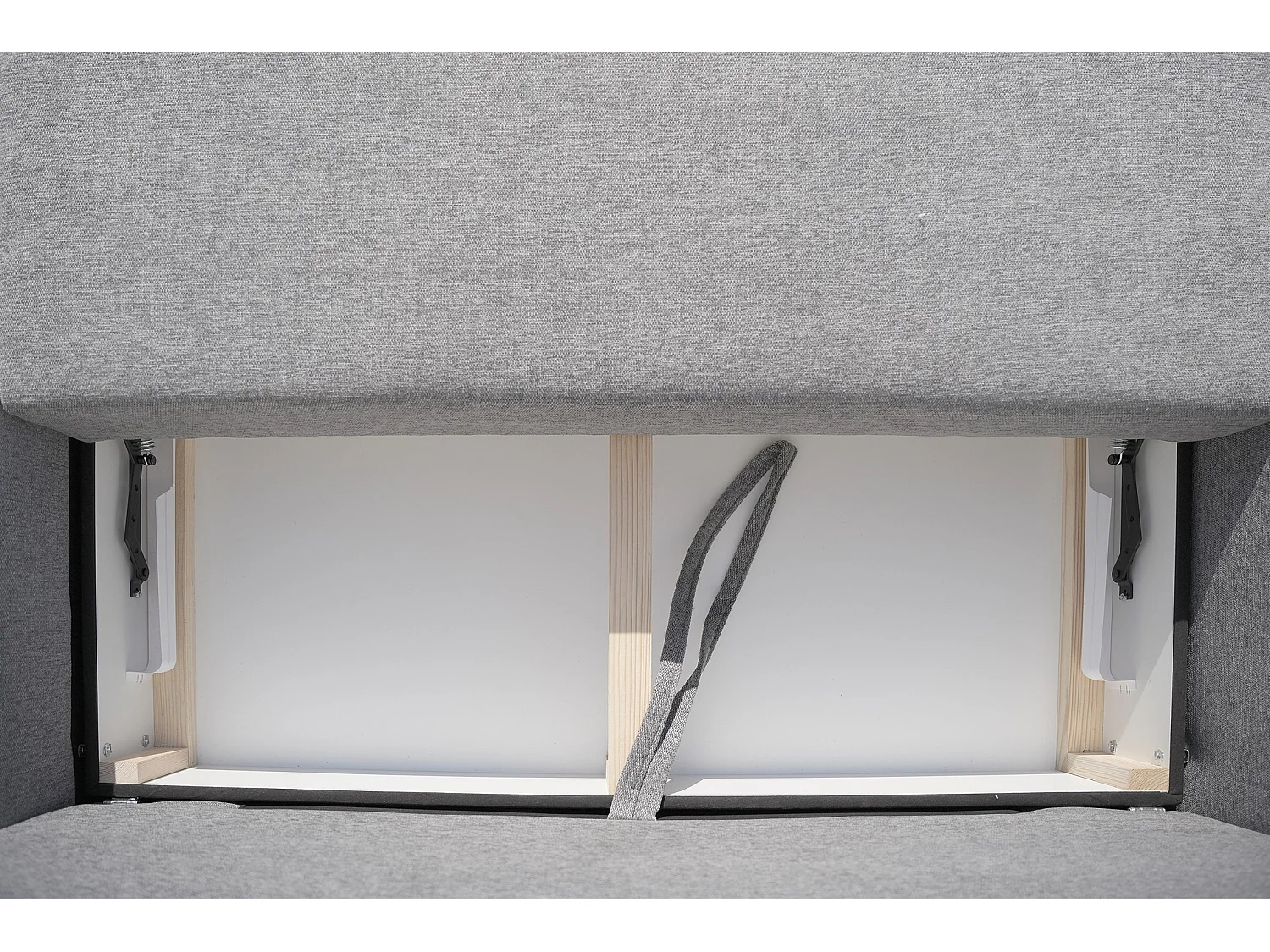 Canapé d'angle Kairo avec fonction couchage et coffre de rangement, couleur : gris, tissu velours, ottomane à gauche ou à droite