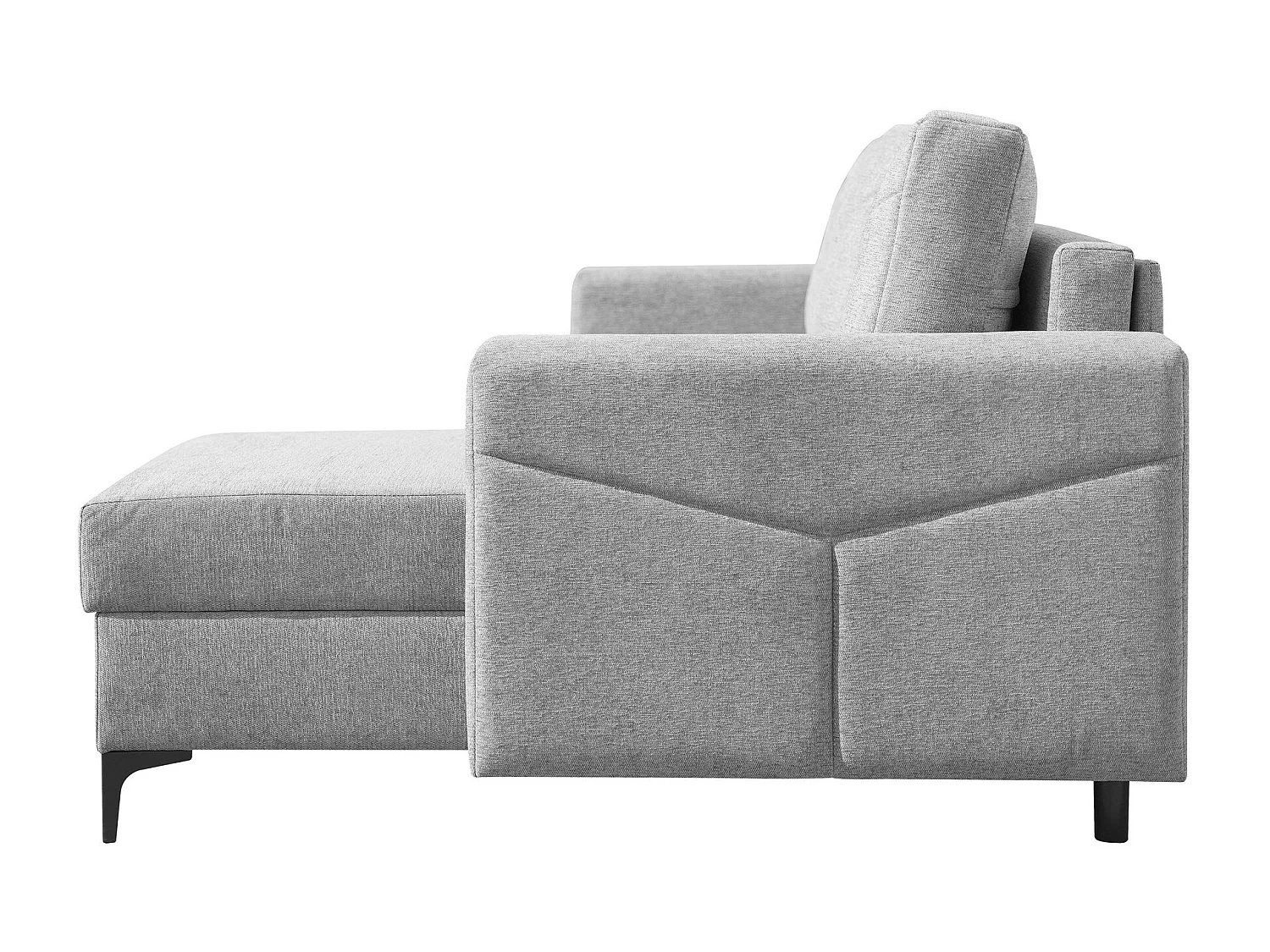 Canapé d'angle Kairo avec fonction couchage et coffre de rangement, couleur : gris, tissu velours, ottomane à gauche ou à droite