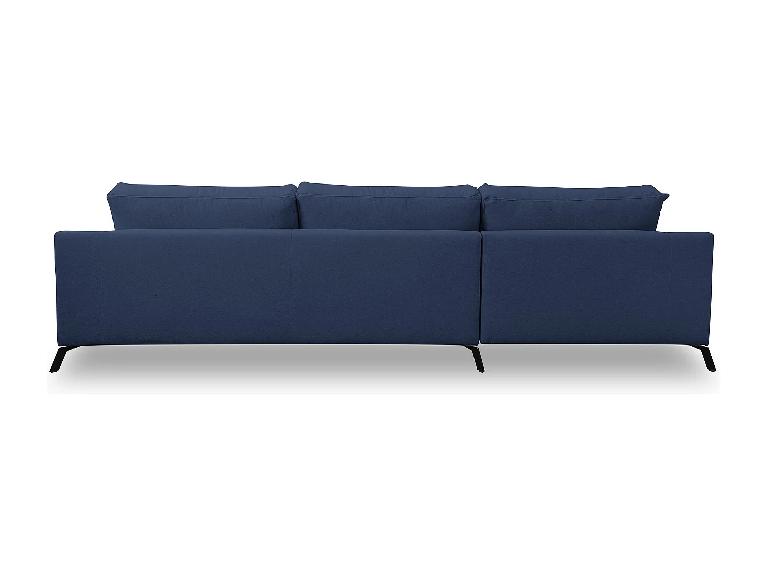 Canapé d'angle Aspen, couleur du canapé : bleu, tissu velours, pouf à gauche