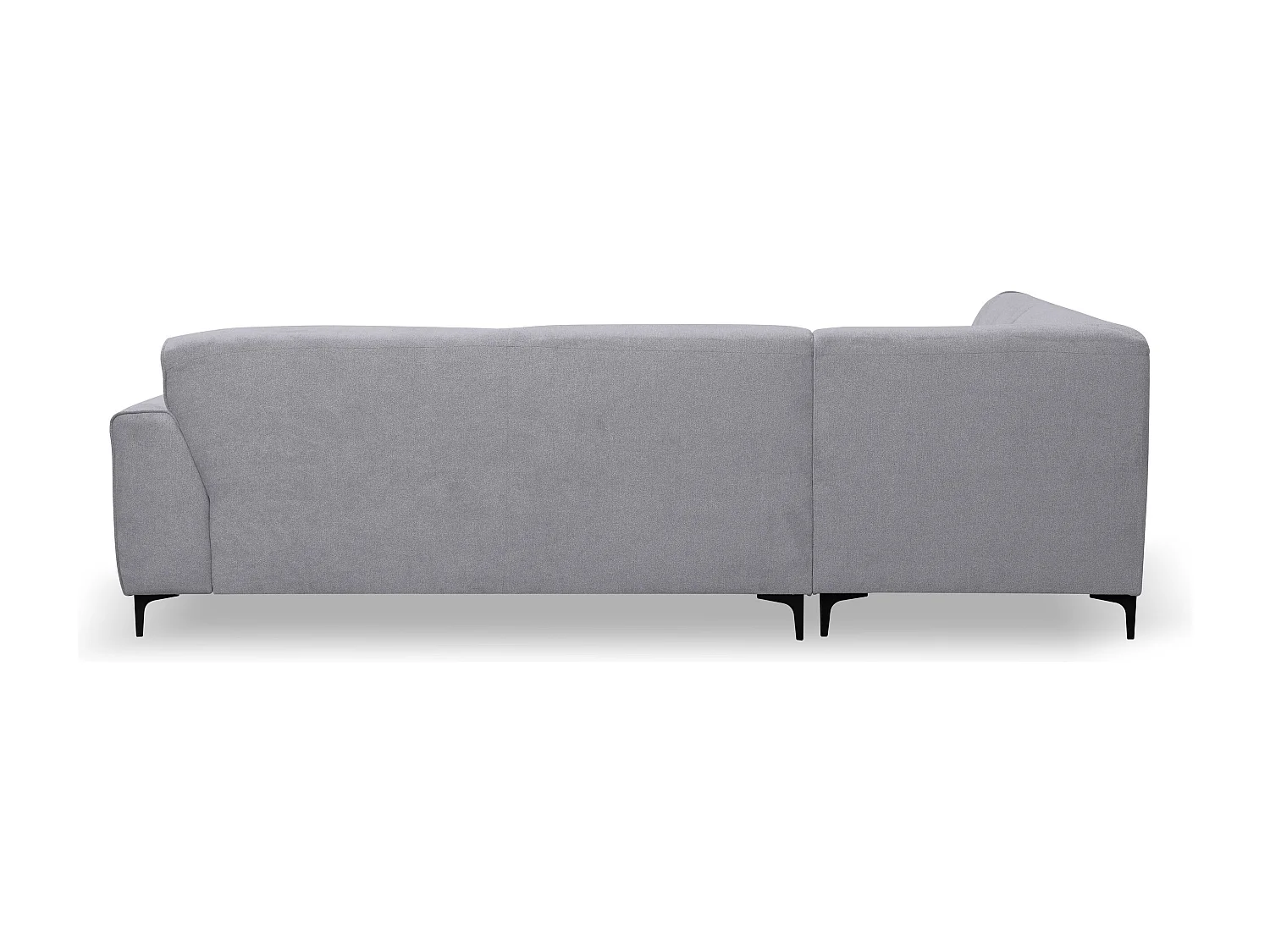 Canapé d'angle Mula, couleur : gris clair, tissu velours, pouf à gauche