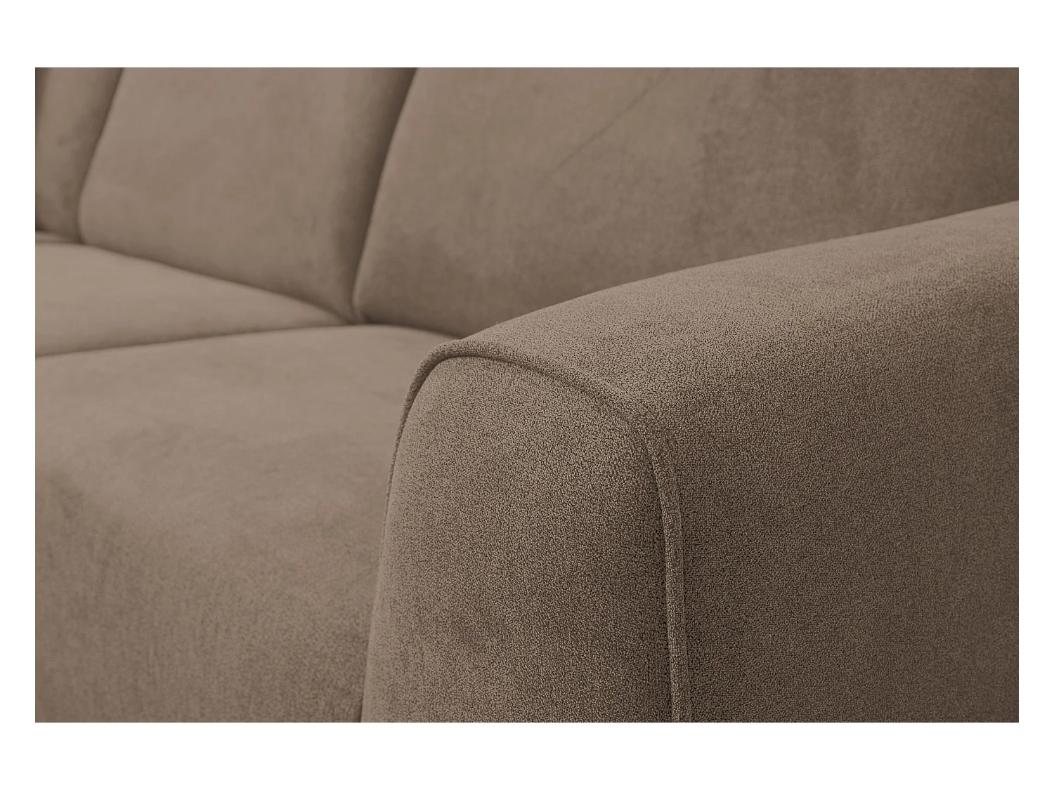 Canapé d'angle Mula, couleur : marron, tissu velours, pouf gauche