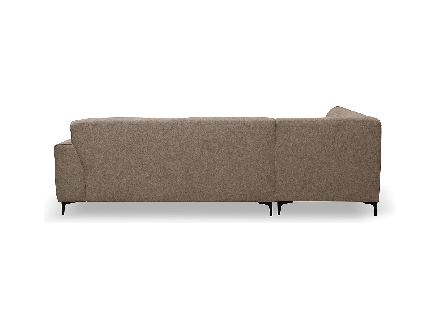 Canapé d'angle Mula, couleur : marron, tissu velours, pouf gauche